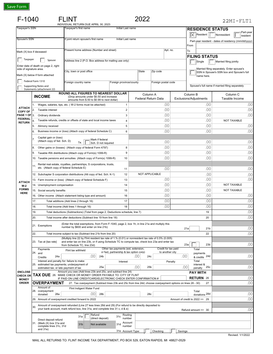 Form F 1040 Download Fillable PDF Or Fill Online Individual Income Tax