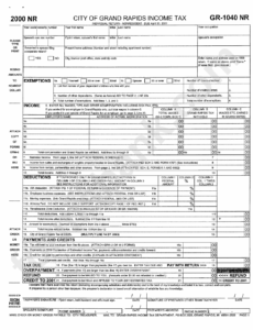 Form Gr 1040 Nr City Of Grand Rapids Income Tax 2000 Printable Pdf