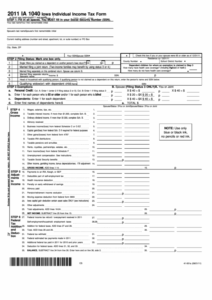 Form Ia 1040 Iowa Individual Income Tax Form 2011 Printable Pdf