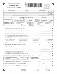 Form IN 111 Download Fillable PDF Or Fill Online Vermont Income Tax