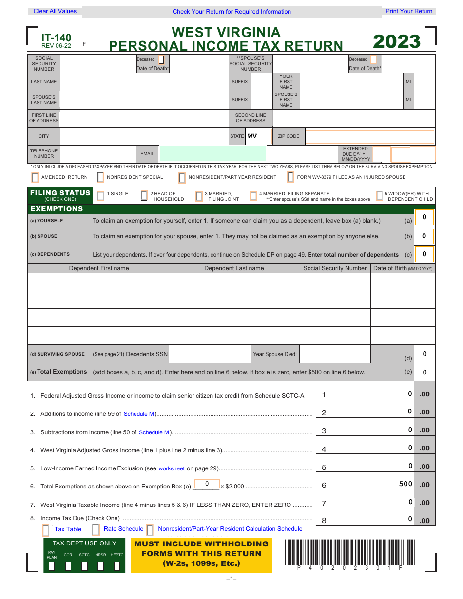 Form IT 140 2023 Fill Out Sign Online And Download Fillable PDF 