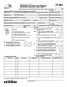 Form IT 201 Resident Income Tax Return Tax Year 2023 Fill And Sign