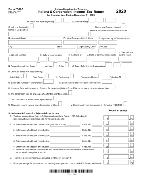 Form IT 20S State Form 10814 Download Fillable PDF Or Fill Online Form IT 20S State Form 10814 Download Fillable PDF Or Fill Online