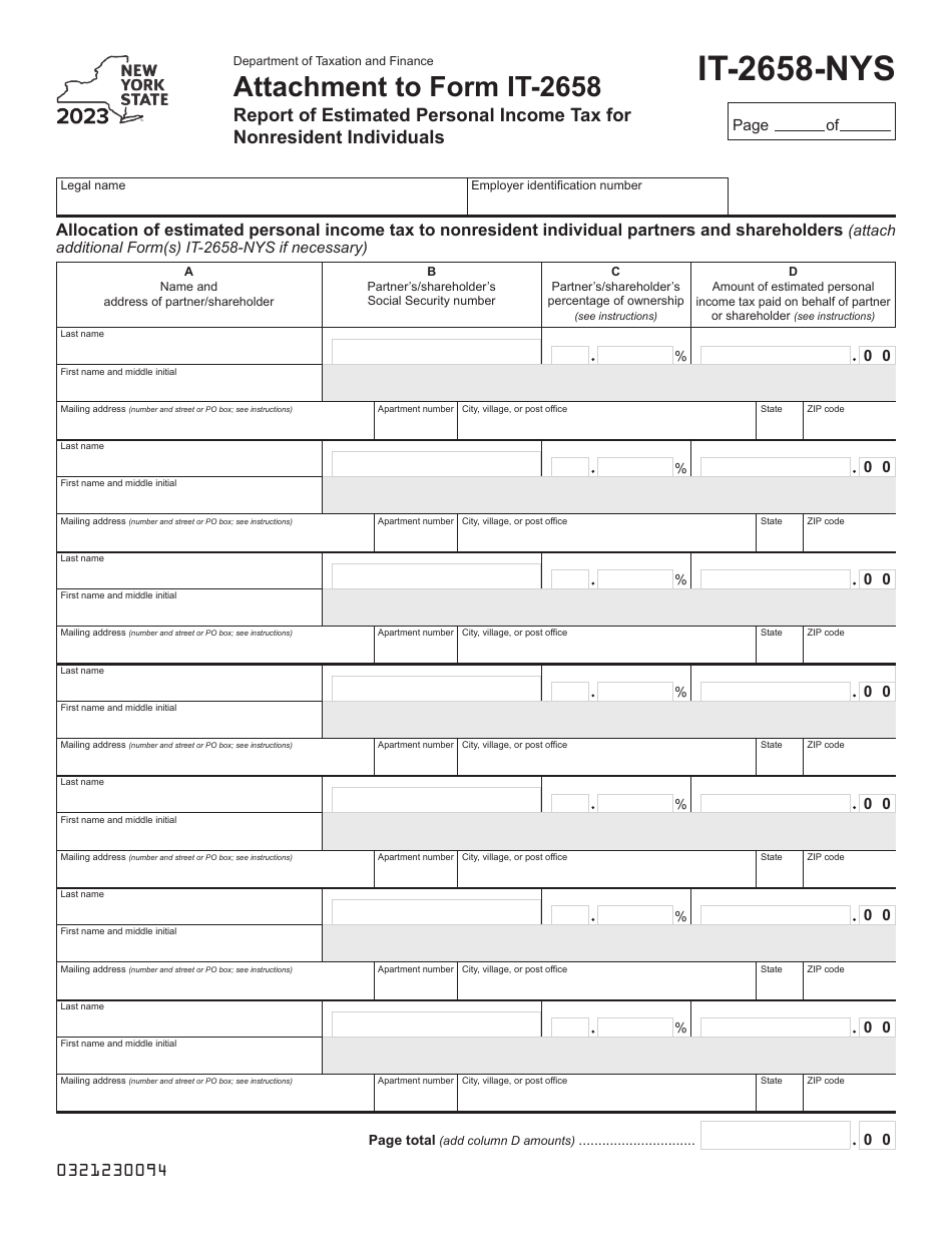 Form IT 2658 NYS Download Fillable PDF Or Fill Online Report Of 