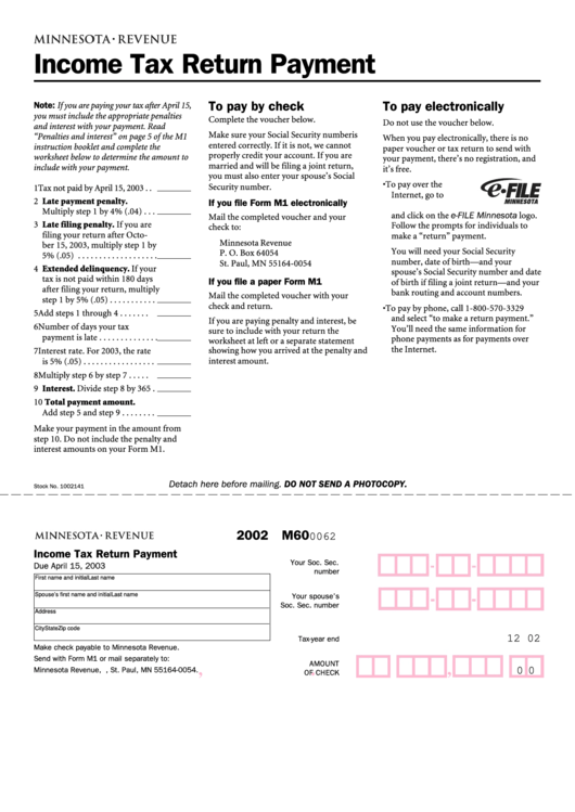 Form M60 Income Tax Return Payment Minnesota Department Of Revenue 