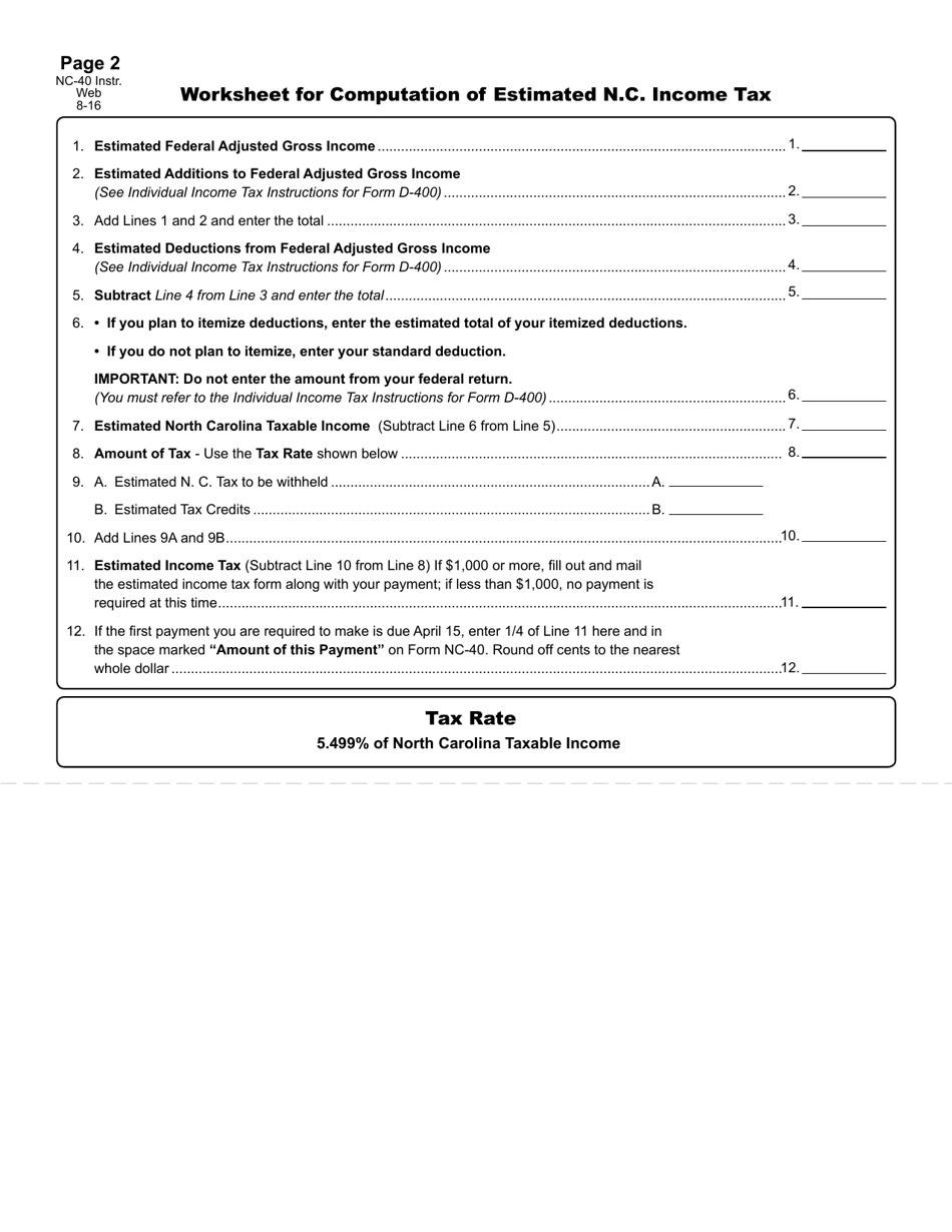 Form NC 40 Fill Out Sign Online And Download Printable PDF North 