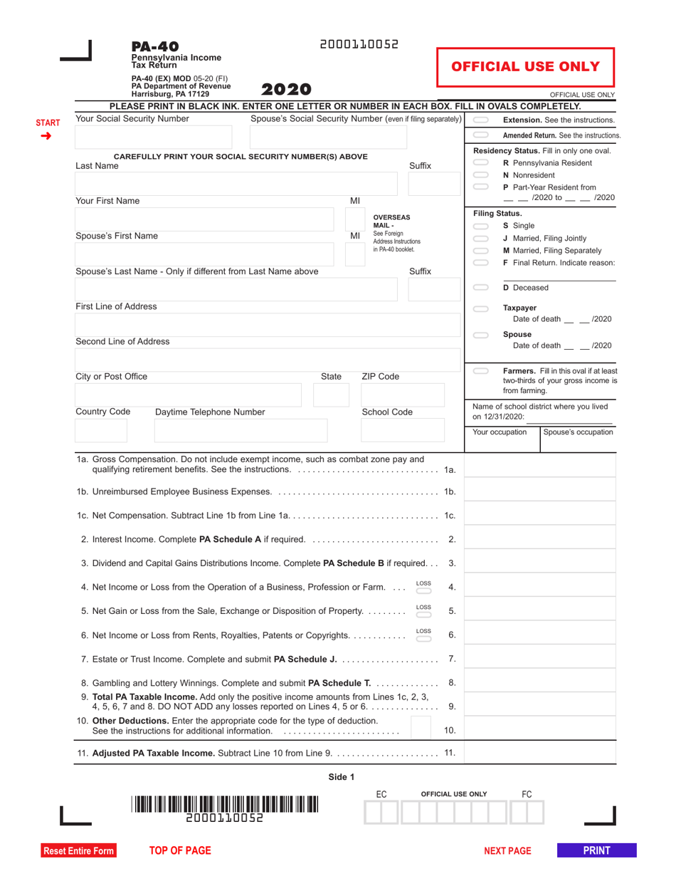 Form PA 40 Download Fillable PDF Or Fill Online Pennsylvania Income Tax