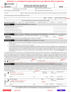 Form PA 8453 Download Fillable PDF Or Fill Online Pennsylvania