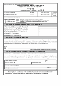 Form Pit 8453 Individual Income Tax Declaration For Electronic Filing