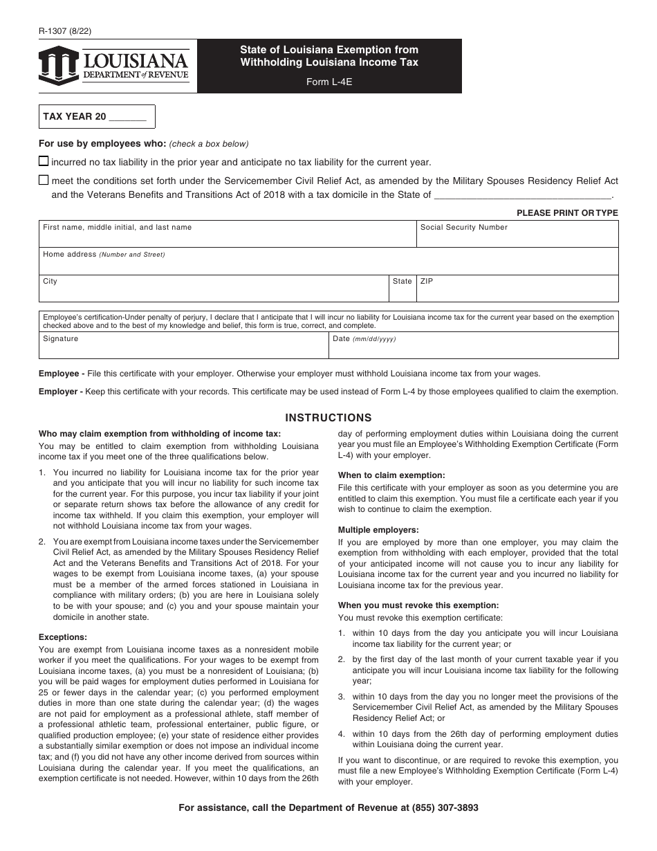Form R 1307 L 4E Fill Out Sign Online And Download Fillable PDF Form R 1307 L 4E Fill Out Sign Online And Download Fillable PDF