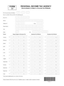 FORM REGIONAL INCOME TAX AGENCY 17 Reconciliation Of Form