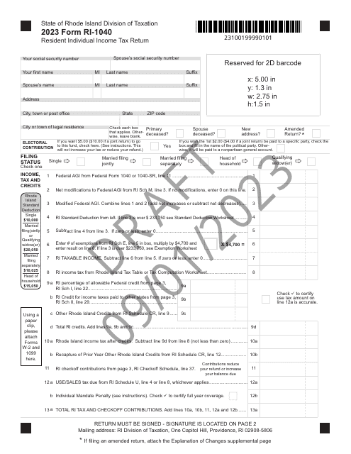 Form RI 1040 Download Printable PDF Or Fill Online Resident Individual 