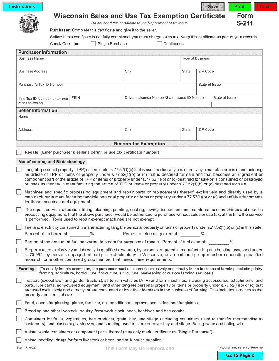 Form S 211 Download Fillable PDF Or Fill Online Wisconsin Sales And Use 