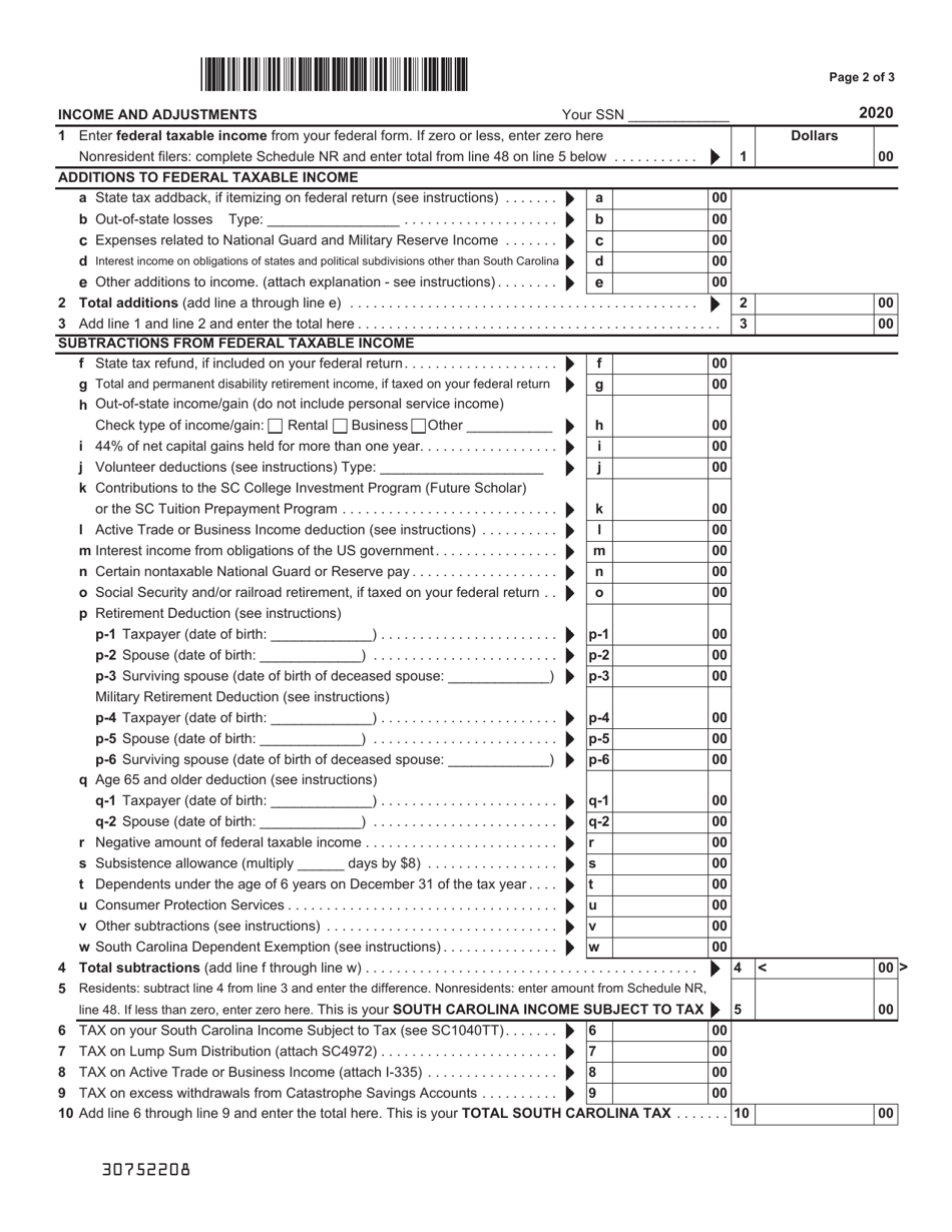 Form SC1040 Download Printable PDF Or Fill Online Individual Income Tax 
