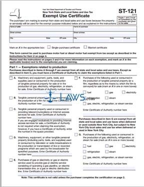 Form ST 121 Sales And Use Tax Exempt Use Certificate Tax Exemptions 