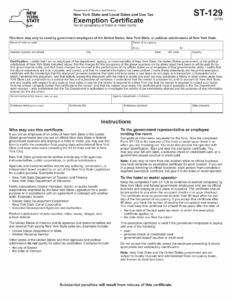 Form ST 129 Fill Out Sign Online And Download Fillable PDF New York