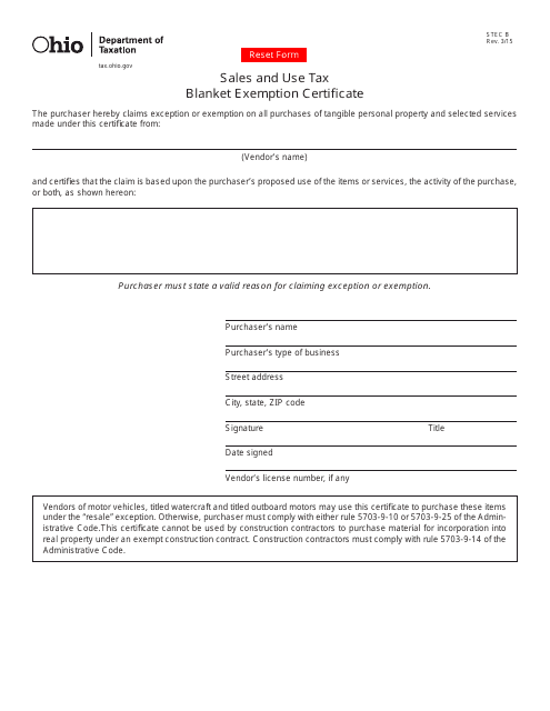 Form STEC B Fill Out Sign Online And Download Fillable PDF Ohio 