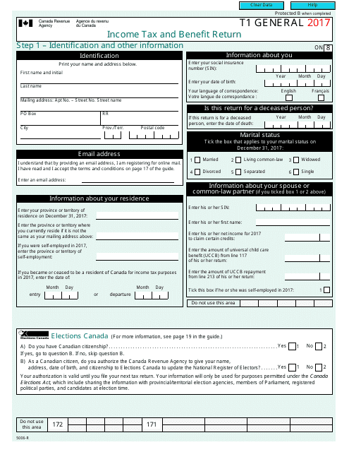 Form T1 GENERAL 2017 Fill Out Sign Online And Download Fillable 