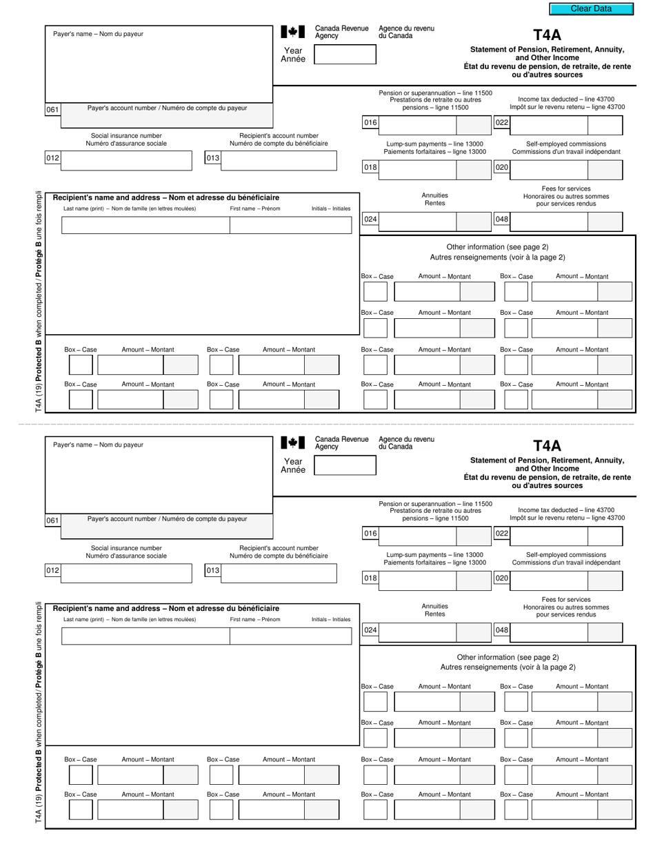 Form T4A Fill Out Sign Online And Download Fillable PDF Canada 