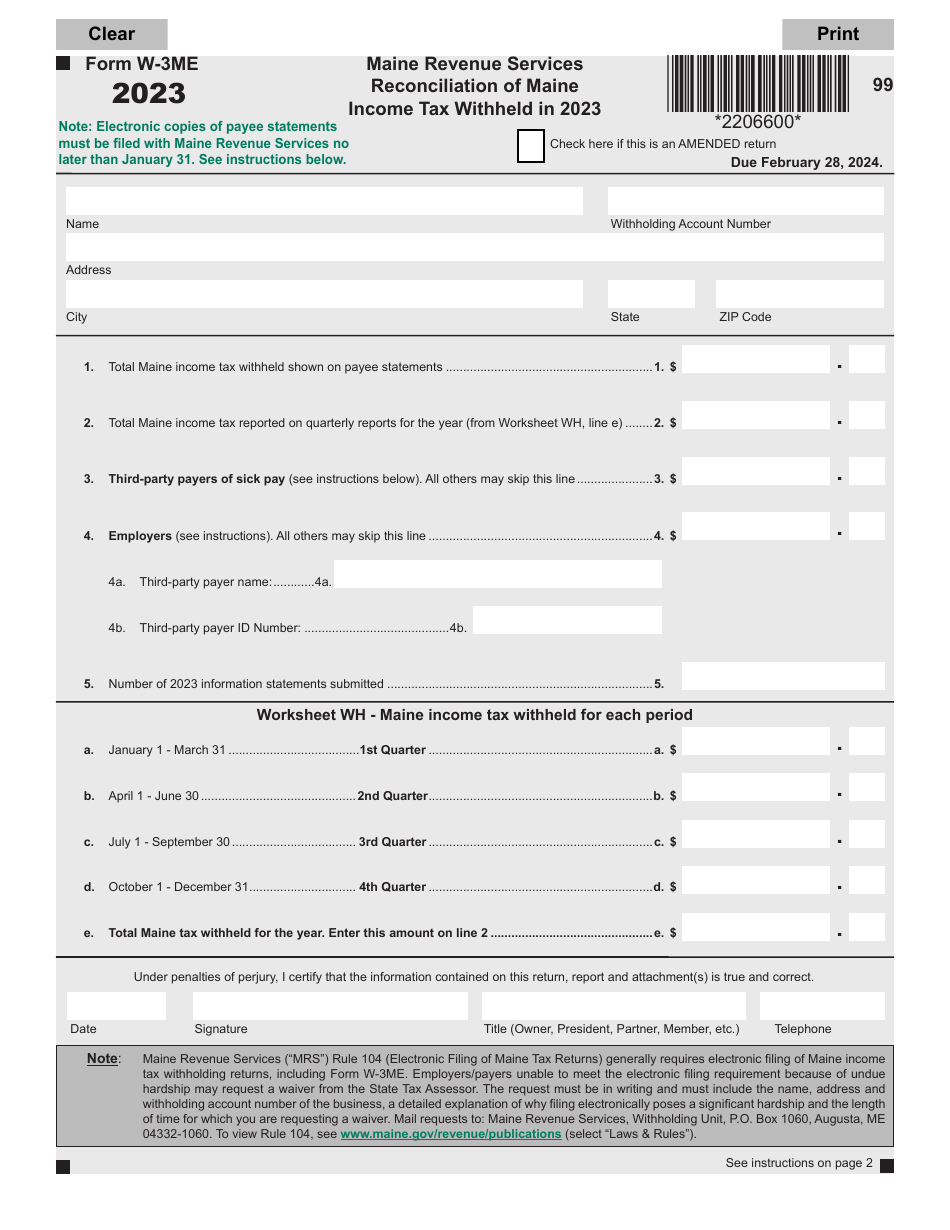 Form W 3ME 2023 Fill Out Sign Online And Download Fillable PDF