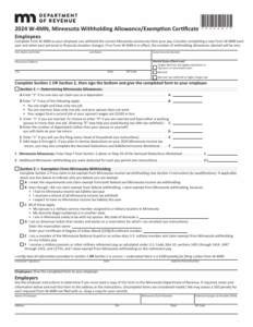 Form W 4MN Download Fillable PDF Or Fill Online Minnesota Employee