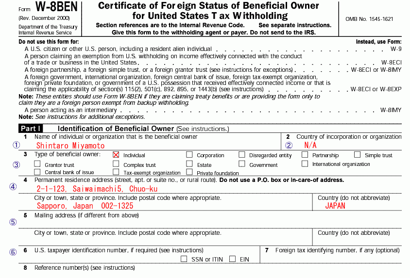 Form W 8ben Instructions