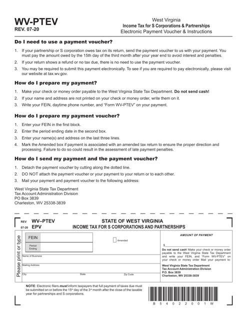 Form WV PTEV Fill Out Sign Online And Download Printable PDF West 