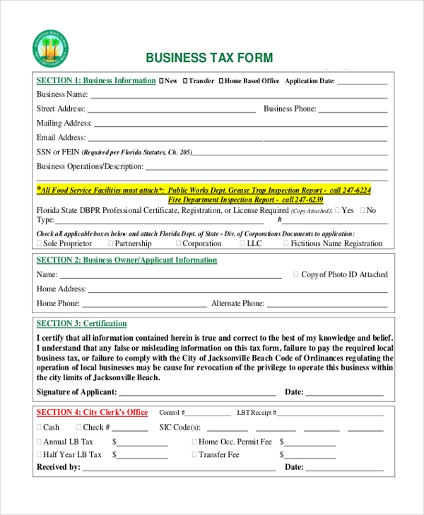 FREE 22 Sample Tax Forms In PDF Excel MS Word