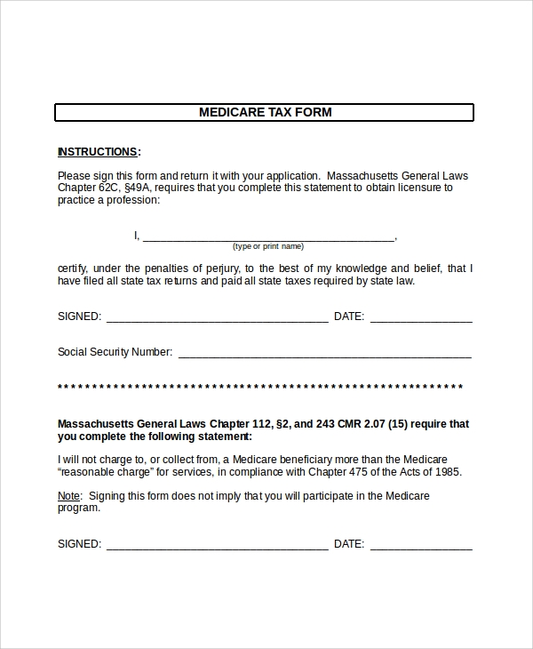 FREE 8 Sample Medicare Forms In MS Word PDF