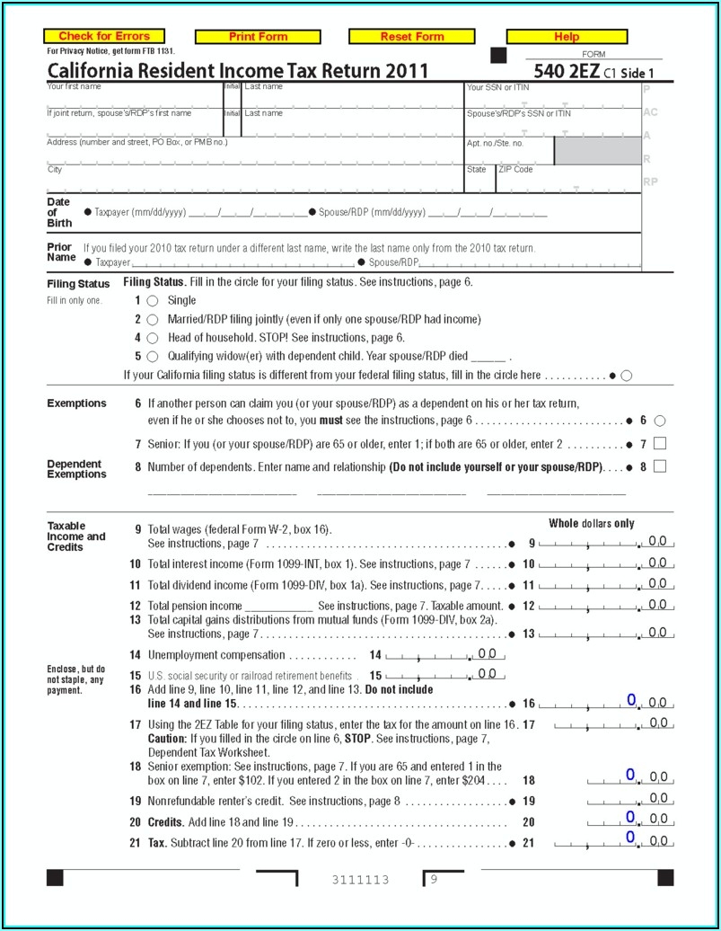 Free Fillable California State Tax Forms Printable Forms Free Online