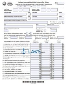 FREE Form IT 40X Indiana Amended Individual Income Tax Return FREE