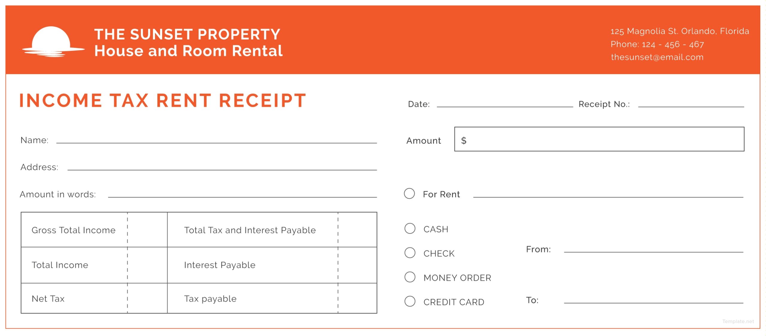 Free Income Tax Rent Receipt Template In Adobe Illustrator Microsoft 