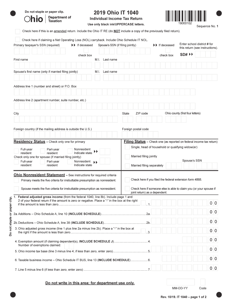 Free Printable Ohio State Tax Forms Printable Forms Free Online