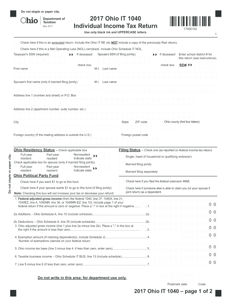 Free Printable Ohio State Tax Forms Printable Forms Free Online