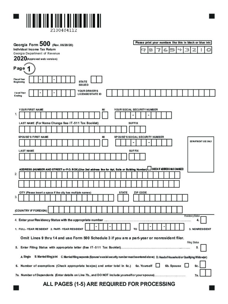 Ga 500 Printable Tax Form Printable Forms Free Online