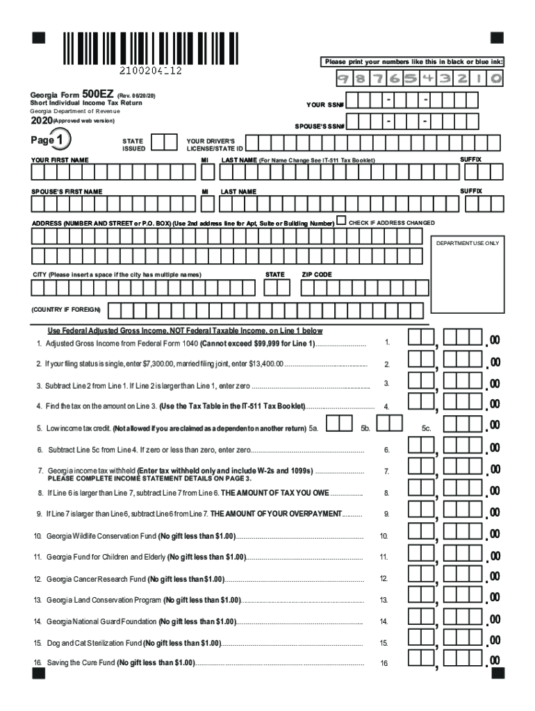 Georgia 500 Ez Form Printable Printable Forms Free Online