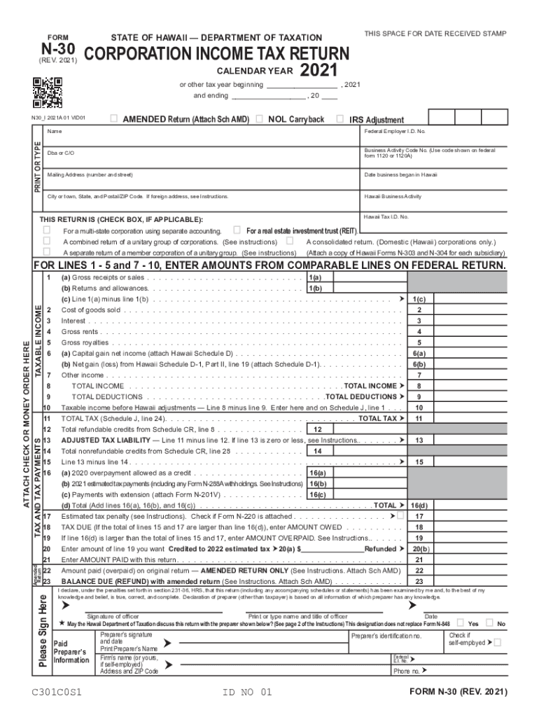 Hawaii N 301 2021 2024 Form Fill Out And Sign Printable PDF Template 