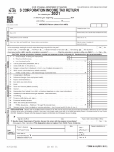 Hawaii Tax N 35 2021 2025 Form Fill Out And Sign Printable PDF