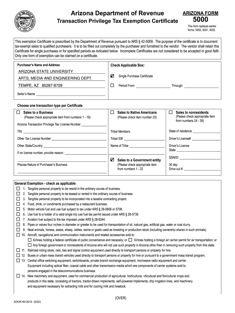How To Fill Out Arizona Form 5000 Fill Out And Sign Printable PDF 