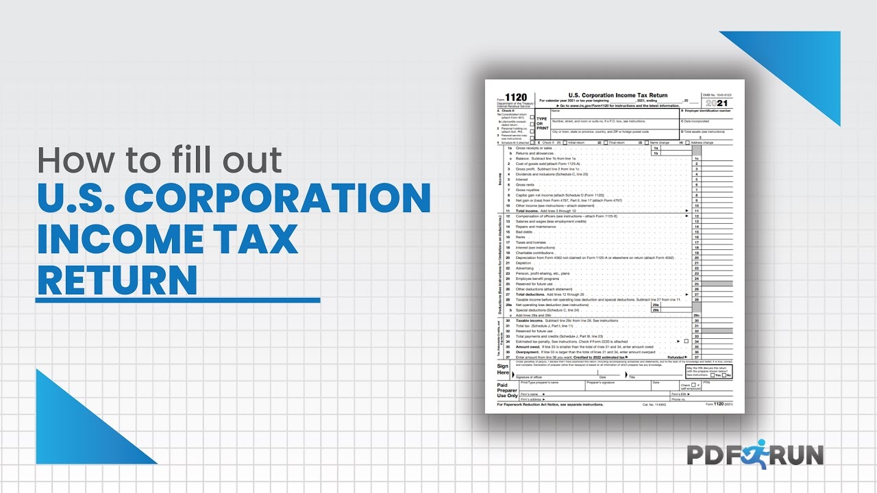 How To Fill Out Form 1120 Or US Corporate Income Tax Return PDFRun 