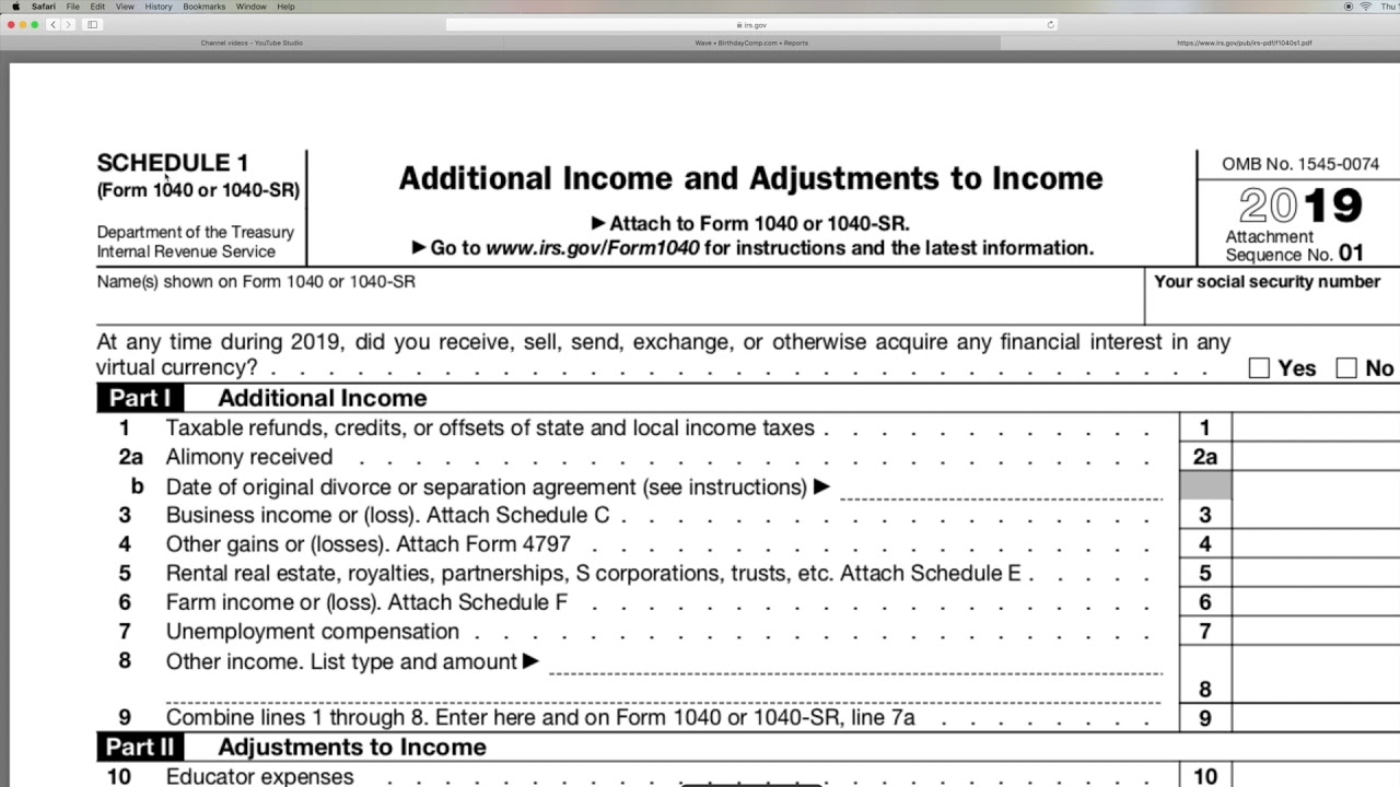 How To Find Form 1040 Schedule 1 For Individual Tax Return Additional 