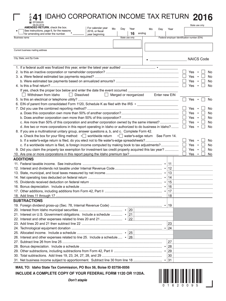 ID Form 41 2016 Fill Out Tax Template Online US Legal Forms