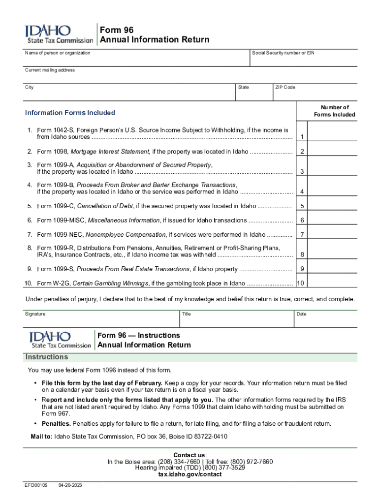 Idaho 96 2023 2025 Form Fill Out And Sign Printable PDF Template 