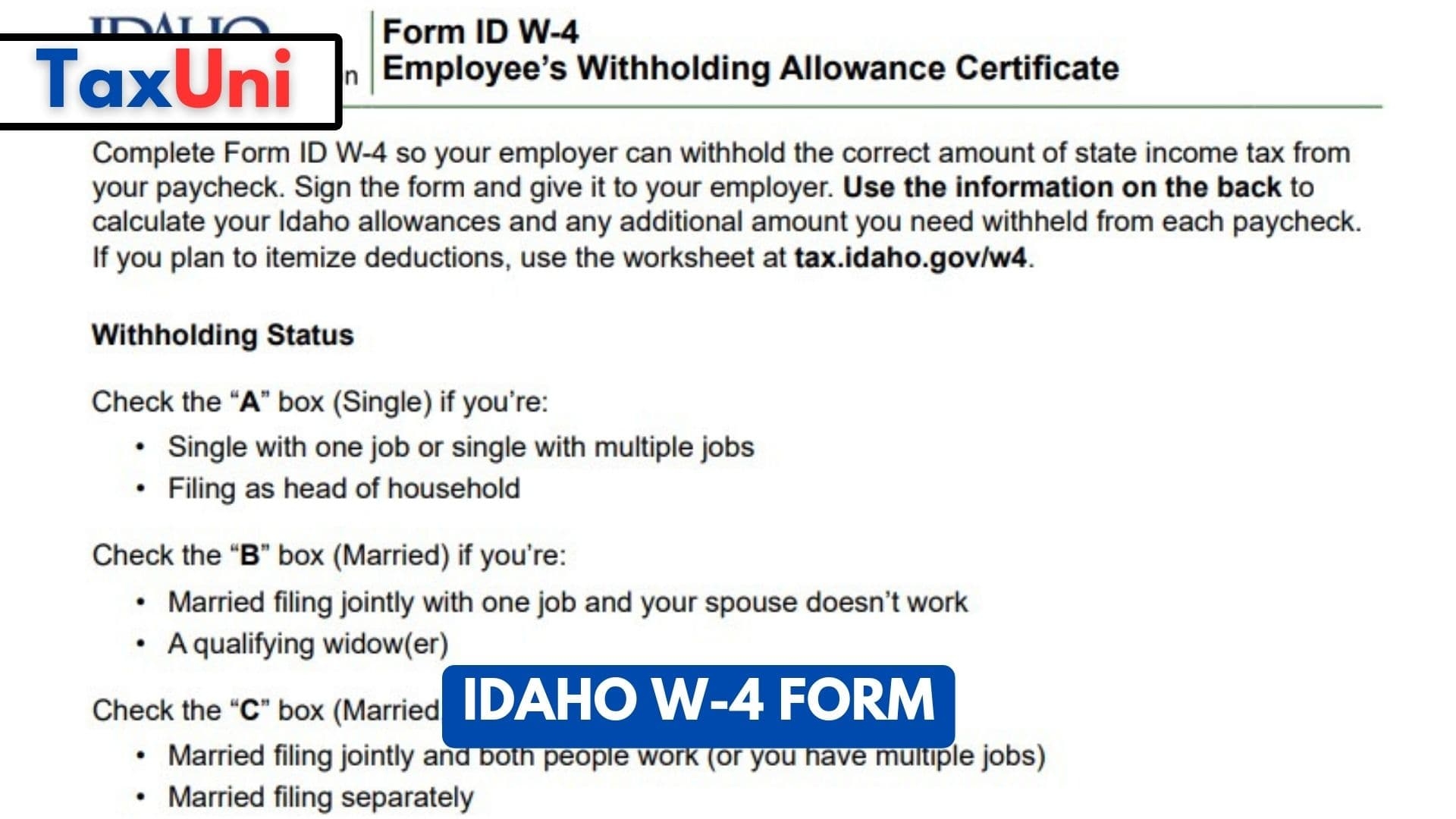Idaho W 4 Form 2024 2025