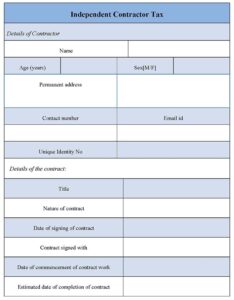 Independent Contractor Tax Form Editable PDF Forms
