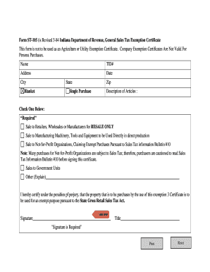 Indiana General Sales Tax Exemption Certificate Form Rev384 Fill And 