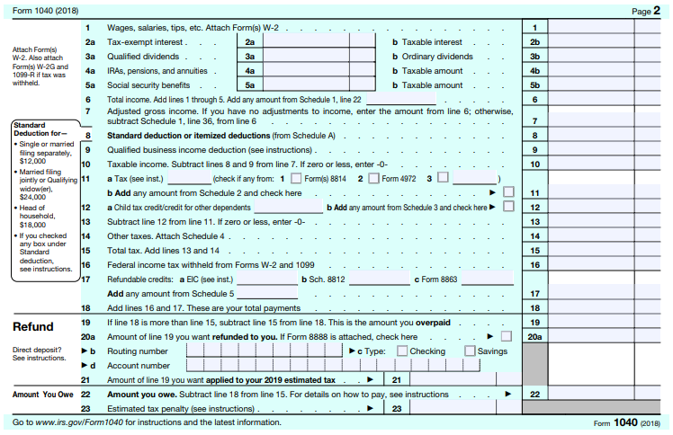 Instructions For Filing The New 2018 Form 1040 PriorTax Blog