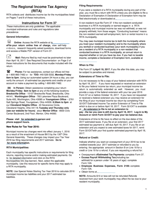Instructions For Form 37 The Regional Income Tax Agency Rita 