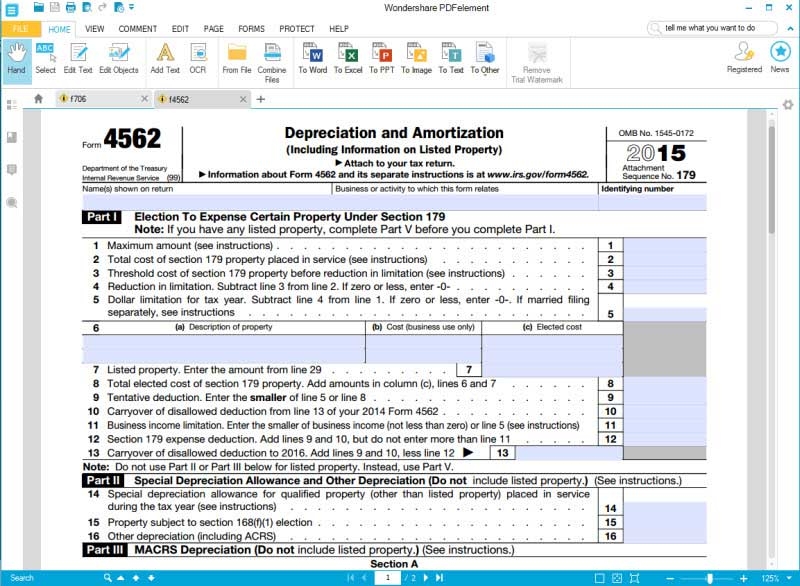 Instructions For How To Fill In IRS Form 4562