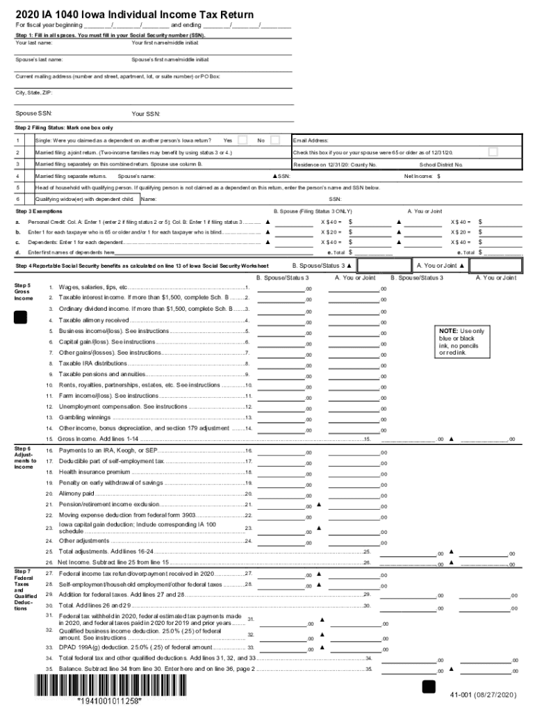 Iowa 1040 2020 2025 Form Fill Out And Sign Printable PDF Template 